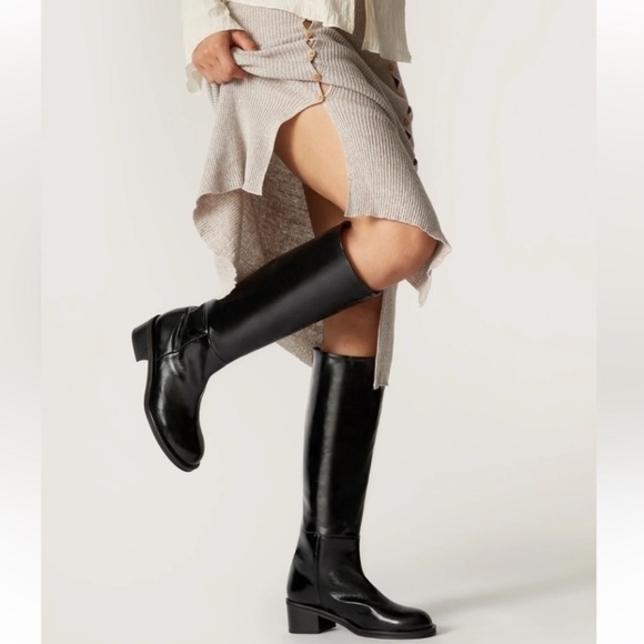 NEW $680 Reike Nen Round Toe Long Boots Black NEW IN BOX! Sz 37 / 7